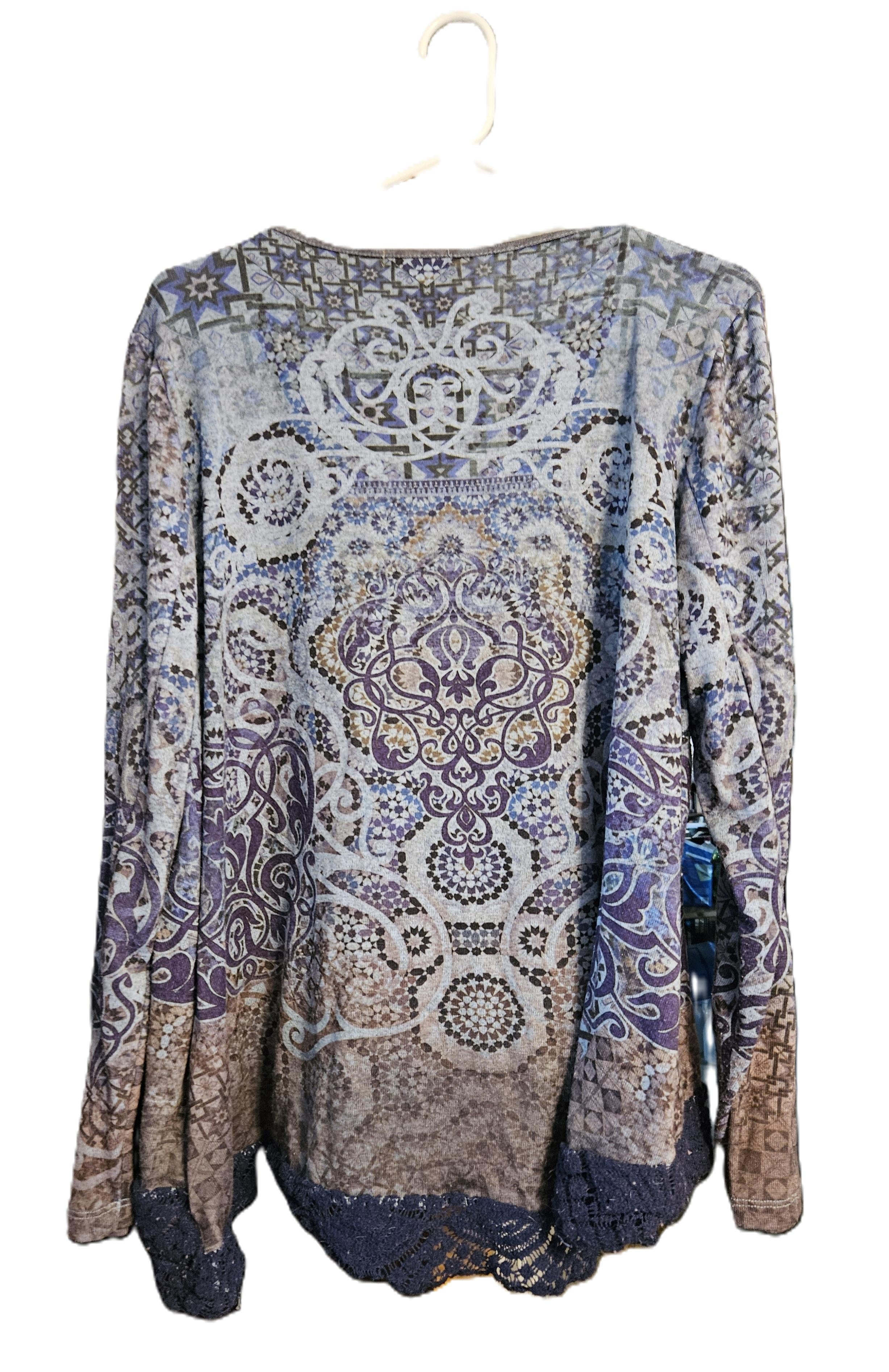 Geometric Blue-Hued Blouse