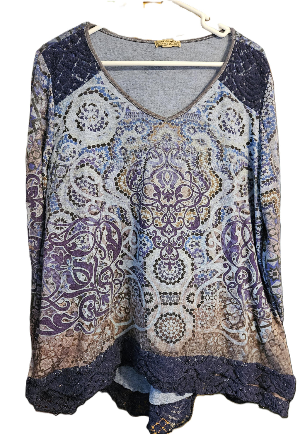 Geometric Blue-Hued Blouse