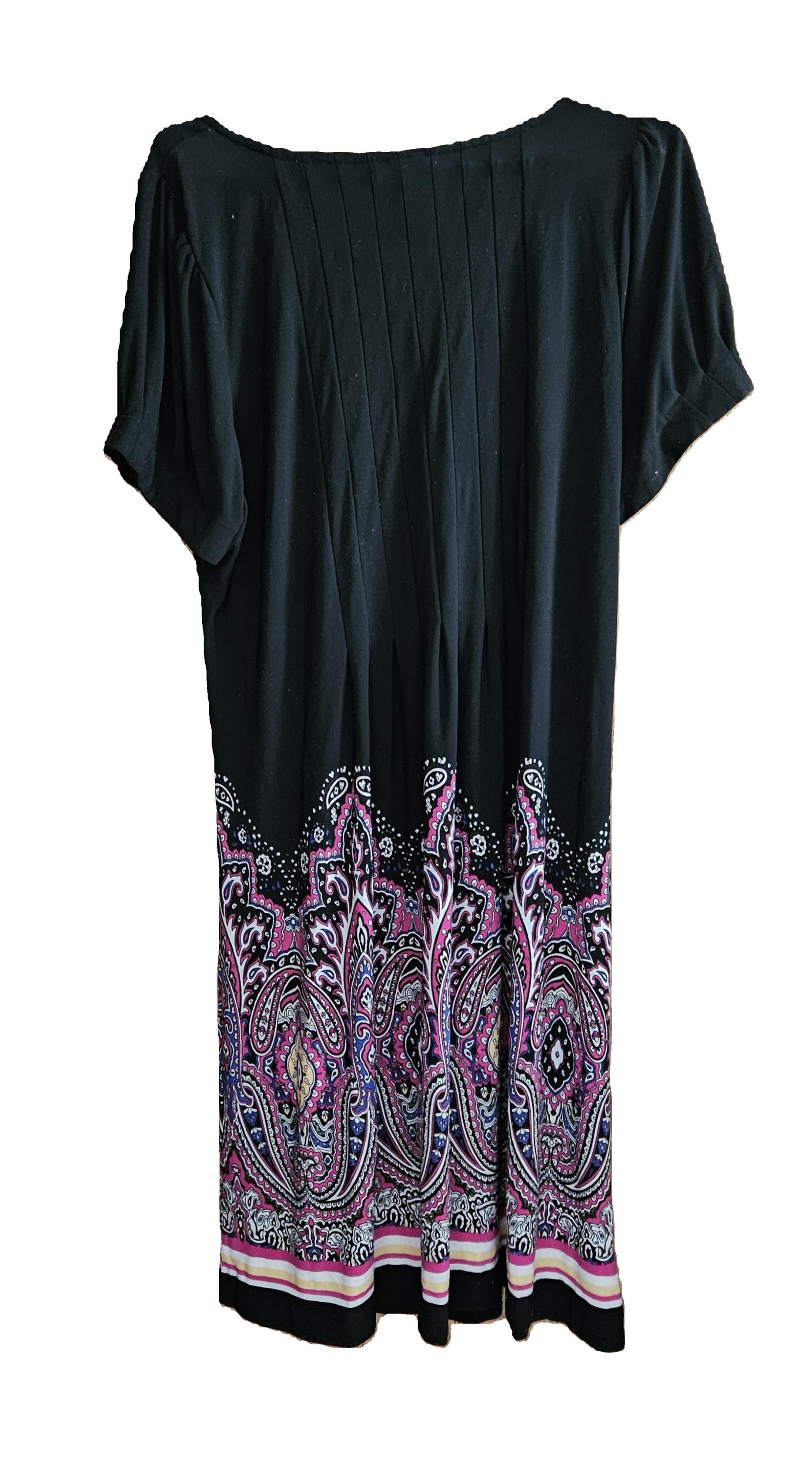 Black Dress with a Floral Pink Design