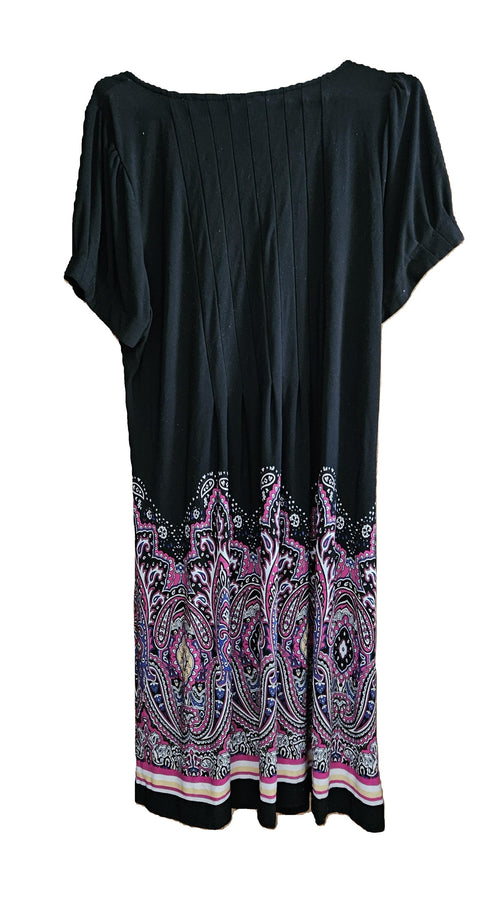 Black Dress with a Floral Pink Design